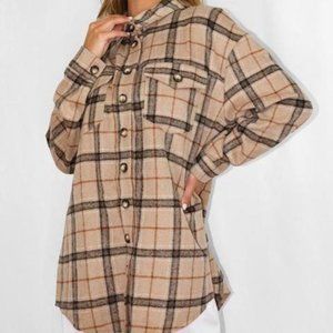 Missguided Brown Oversized Plaid Jacket NWT
